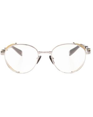 Balmain Eyewear Brigade Round-Frame Glasses - Natural