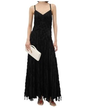Bottega Veneta Fringed Fil Coupe Crepe Dress - Black