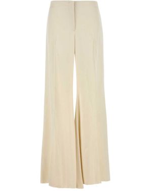 McQueen Satin Wide-Leg Trousers - Natural