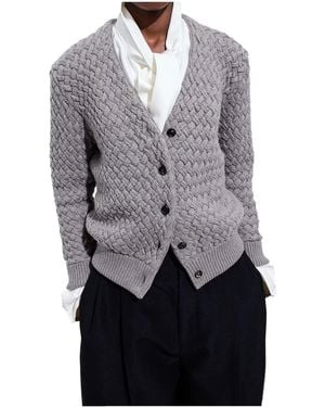 Bottega Veneta Intrecciato Wool Cardigan - Grey