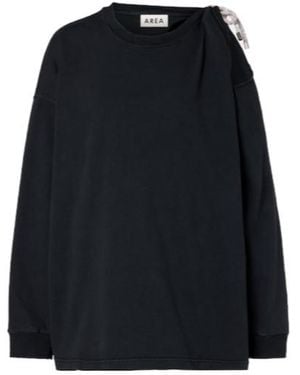 Area Embellished Cotton Jersey T-Shirt - Black