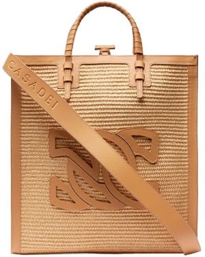 Casadei Logo-Detailed Top Handle Bag - Metallic