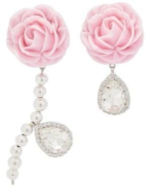Magda Butrym Rose Embellished Drop Earrings - Pink