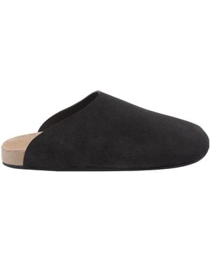 The Row Round-Toe Slippers - Black