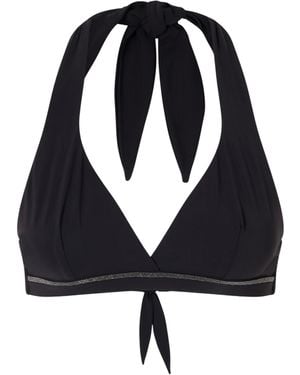 Brunello Cucinelli Bead-Embellished Triangle Bikini Top - Black