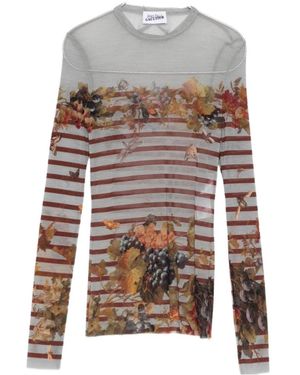 Jean Paul Gaultier Marinière Striped Grape-Print Top - White