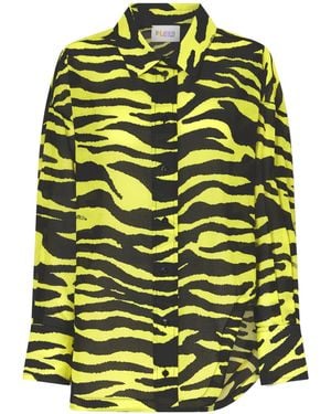 The Attico Asymmetrical Animal Print Shirt - Yellow