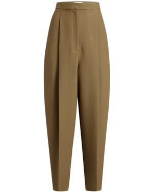 KHAITE High-Rise Pleated Casual Trousers - Green