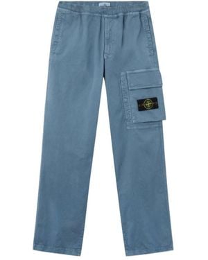 Stone Island Loose-Fit Sweatpants With Drawstring Cuffs - Blue