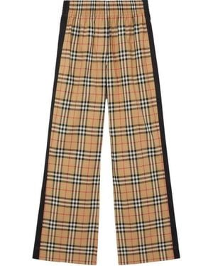 Burberry 'check' Wide Pants - Natural