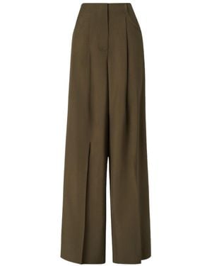 Fendi Wide-Leg Pleated Trousers - Green