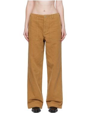 R13 Wide-Leg Cargo Casual Trousers - Natural