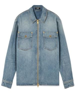 Versace Denim Zipped Overshirt - Blue
