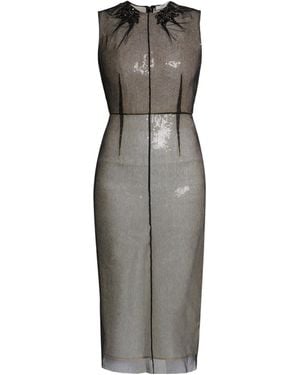 Erdem Layered Embellished Sequined Tulle Midi Dress - Gray
