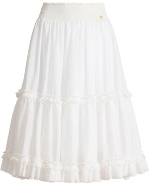 Balmain Long Gathered Skirt - White