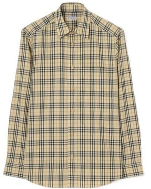 Burberry Check Cotton Shirt - Natural