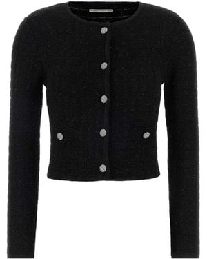 Alessandra Rich Button-Embellished Cropped Cardigan - Black