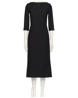 Valentino Bow Detailed Boat Neck Dress - Black
