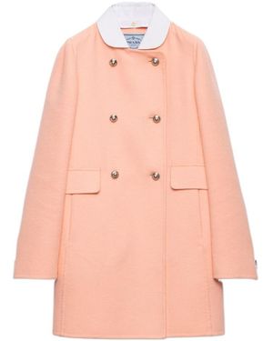 Prada Double-Breasted Lightweight Cashmere Peacoat - Pink
