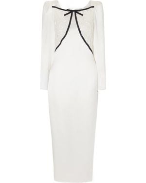 Alessandra Rich Bow-Embellished Sequined Dress - White