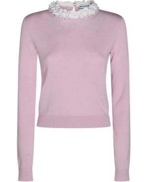 Self-Portrait Floral Trim Knitted Jumper - White