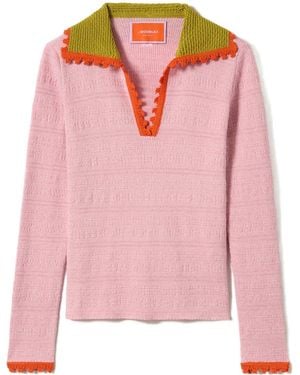 La DoubleJ Picket Polo Sweater - Pink