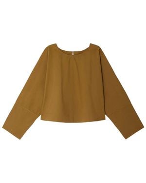 Soeur Round-Neck Pullover Shirt - Brown