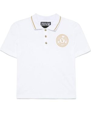 Versace Jeans Couture Couture Logo Embroidered Short Sleeved Polo Shirt - White