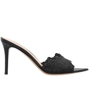 Gianvito Rossi Yvonne Lace Heeled Mules - Black