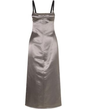 The Attico Satin Midi Dress - Gray