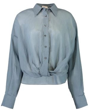 Brunello Cucinelli Long-Sleeved Taffeta Shirt - Blue