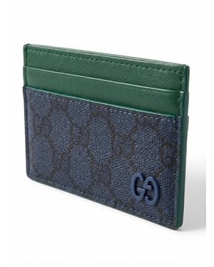Gucci Gg Logo Plaque Card Case - Blue