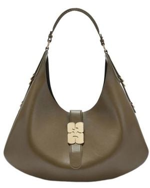 Ganni Kat Large Hobo Shoulder Bag - Grey