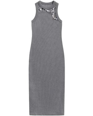 Area Crystal-Embellished Ribbed Midi Dress - Grey