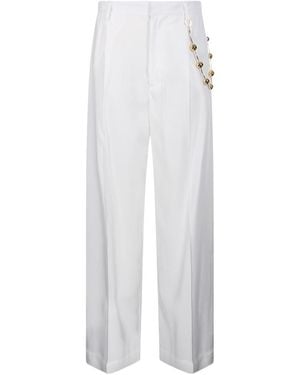 DARKPARK Beaded Trim Wide-Leg Trousers - White