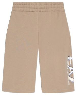 EA7 Logo Printed Shorts - Natural