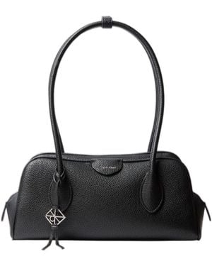 Calvin Klein Emblem Logo Pebble Shoulder Bag - Black