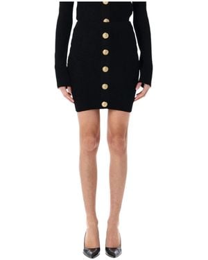 Balmain Logo Button Embellished Mini Skirt - Black