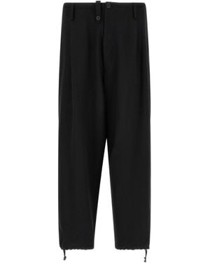 Yohji Yamamoto New Standard Wallet Asymmetric-Closure Trousers - Black