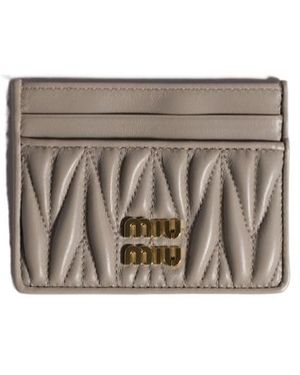 Miu Miu Matelassé Nappa Leather Card Holder - White