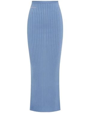 Marni Jacquard-Logo Ribbed Maxi Skirt - Blue