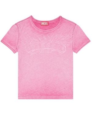 DIESEL Graphic-Print Pigment-Dyed T-Shirt - Pink