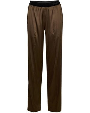 Tom Ford Silk Wide-Leg Pants - Brown
