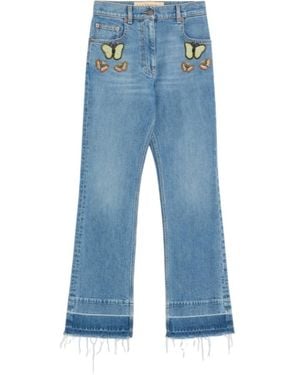Valentino Embroidered Denim Trousers - Blue