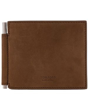 Tom Ford T Line Money Clip Wallet - Brown