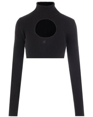 Courreges Courrèges Cut-Out High Neck Jumper - Black