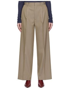 AURALEE Wool Wide-Leg Pleated Trousers - Grey