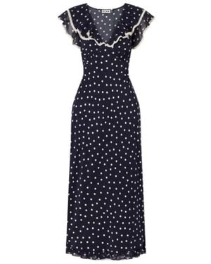 RIXO London Polka Dot Midi Dress - Blue