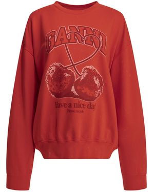 Ganni Cherries Graphic Sweatshirt - Red