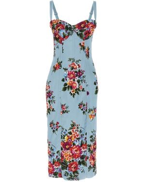 Dolce & Gabbana Dolce & Gabbana 'Mazzo Di Fiori' Print Dress - Blue
